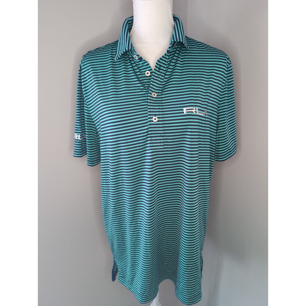 RLX Ralph Lauren Striped Golf Polo Shirt Size M Performance